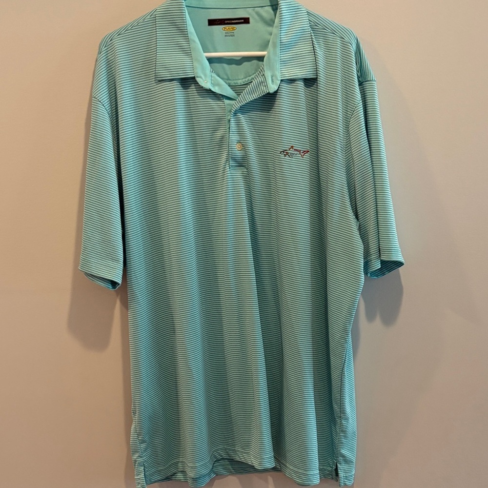 Greg Norman Collection Light Blue Striped Polo Shirt
